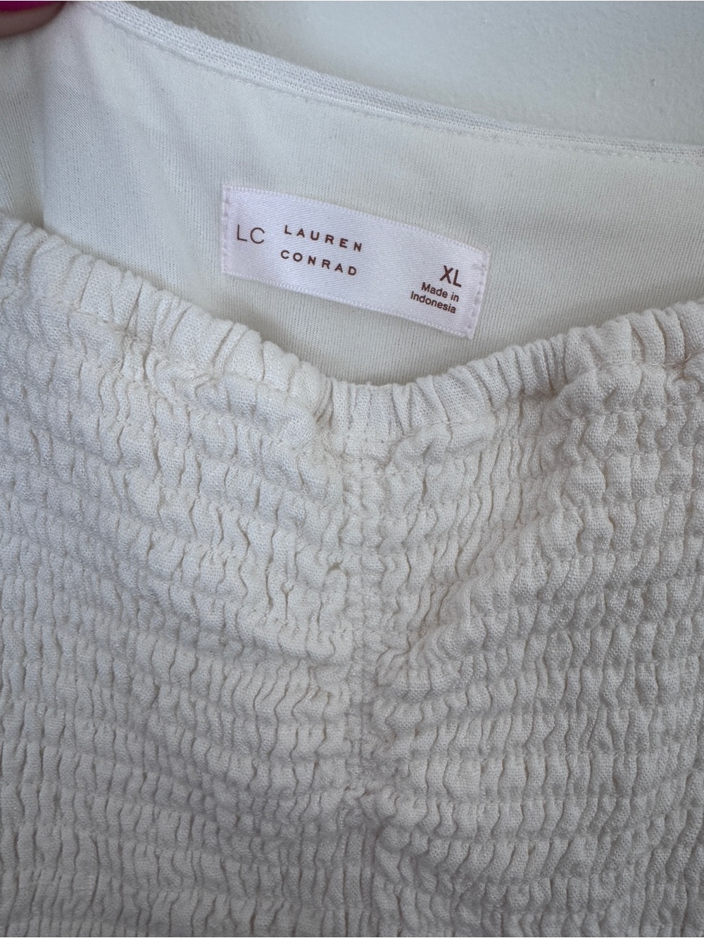 LC Lauren Conrad Cream Smocked Midi Dress - Picture 3 of 3